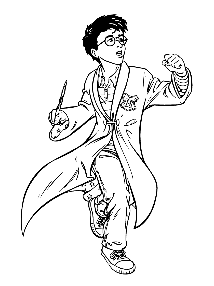 Running Harry coloring page